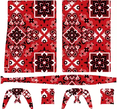 Ps4 klistermärke ornate röd mönster - Tenstickers