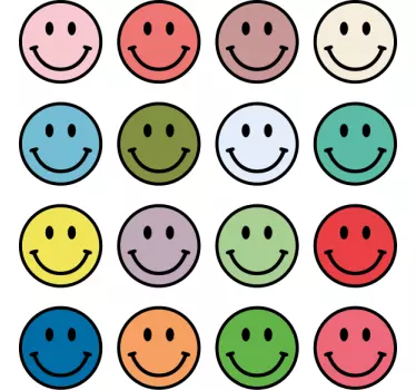 Olika färger 90-tals smileys tapet dekal - Tenstickers