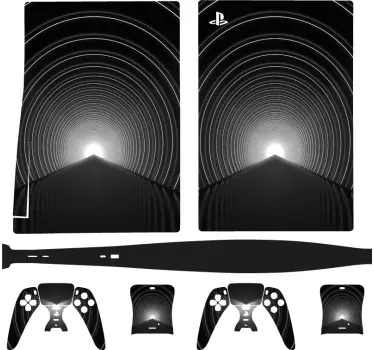 Svartvita runda tunnel playstation 5 klistermärken - Tenstickers