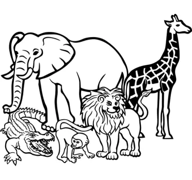 Safari djurensemble Väggklistermärken vilda djur - Tenstickers
