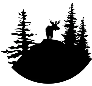 Berg silhuett med älg natur klistermärken - Tenstickers