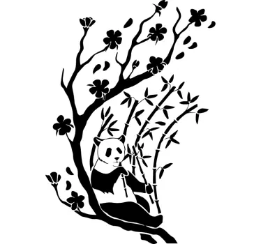 Panda i bambu träd illustration vägg konst - Tenstickers