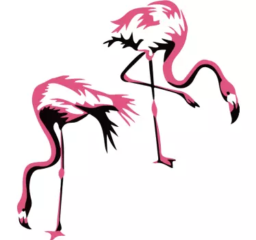 Svart och rosa flamingofågelklistermärke - Tenstickers