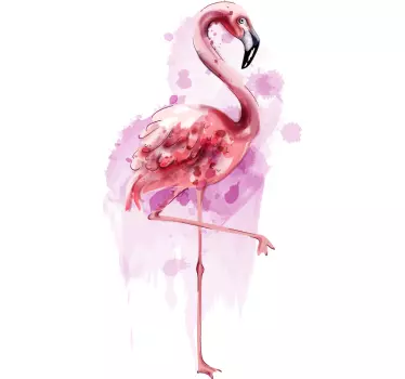 Konstnärlig ljus akvarell flamingo fågel klistermärke - Tenstickers