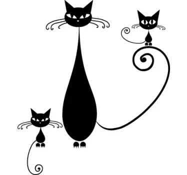 Katt familj barn klistermärke - Tenstickers