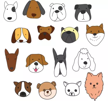 Tecknad hund raser husdjur dekal - Tenstickers