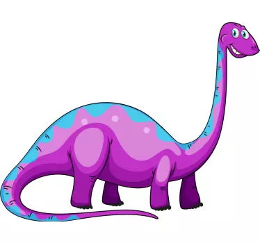 Glad blå och lila dinosaurie glasdörrklistermärke - Tenstickers