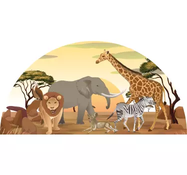 Väggklistermärken djur safari vildmarksscen - Tenstickers