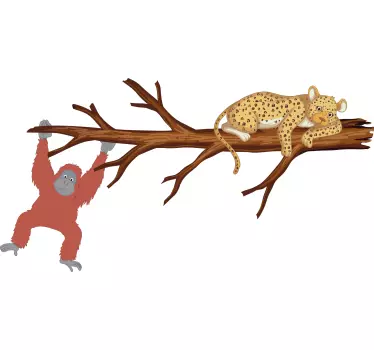 Apor jagar en leopard vilda djur klistermärke - Tenstickers
