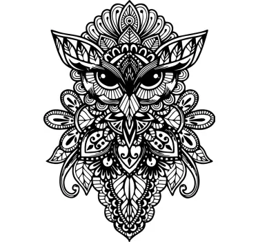 Mandala svart halvuggla fågel dekal - Tenstickers