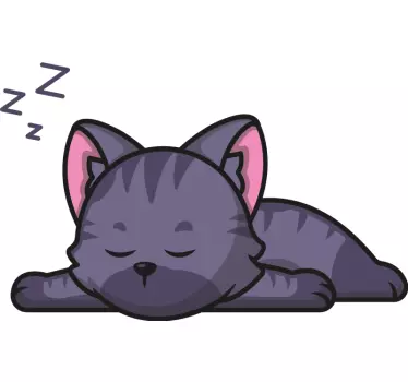 Söt katt sovande tecknad ikon illustration klistermärke - Tenstickers