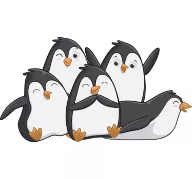 Väggklistermärken djur glad pingvinfamilj - Tenstickers