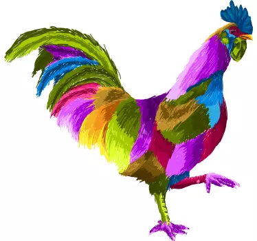 Färgglada fantasy tupp fågel klistermärke - Tenstickers