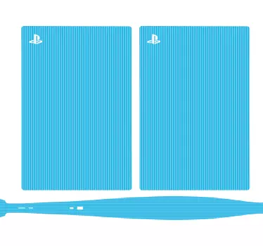 Ljusblå färg med ränder playstation 5 dekal - Tenstickers