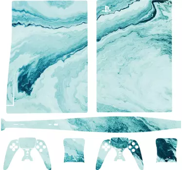 Ps5 klistermärke aqua marmor motiv - Tenstickers