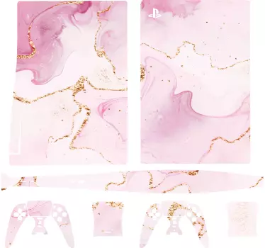 Ps5 klistermärke eleganta rosa virvlar - Tenstickers