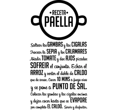 Vinilo decorativo receta paella Väggklistermärken djur - Tenstickers