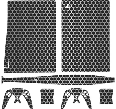 Hexagonalt mönsteröverdrag PS5 klistermärke - Tenstickers