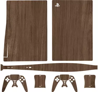 Mörkt trä textur playstation 5 klistermärke - Tenstickers