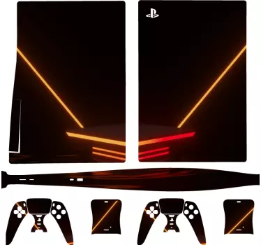 Svart med röda lampor futuristisk playstation 5 dekal - Tenstickers