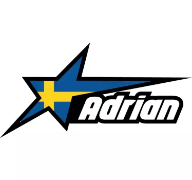 Svensk flagga i stjärna med namn klistermärke - Tenstickers