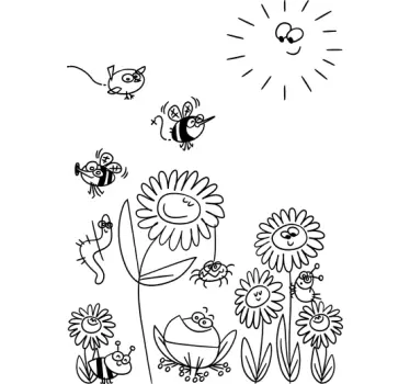 Blommor och insekter barn vägg klistermärke - Tenstickers