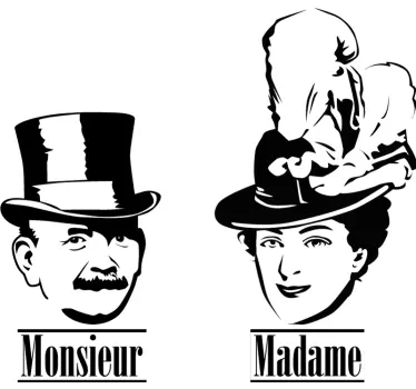 Fransk monsieur och madame vägg klistermärke - Tenstickers
