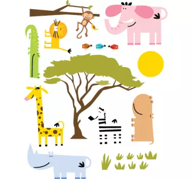 Djungel djur barn klistermärke - Tenstickers
