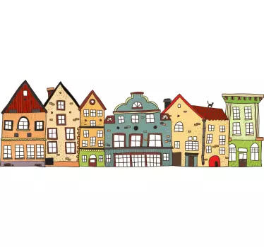 Flamländska hus stadsdekal - Tenstickers