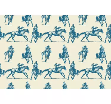 Blå och beige hästmönster för möbler - Tenstickers