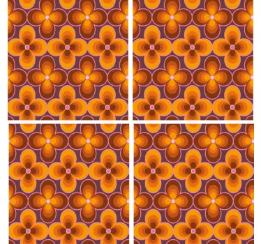 Blomma retro groovy mönster kakel överföring - Tenstickers