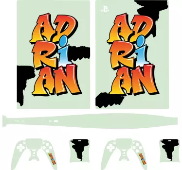 Ditt namns graffiti letter playstation 5 klistermärke - Tenstickers