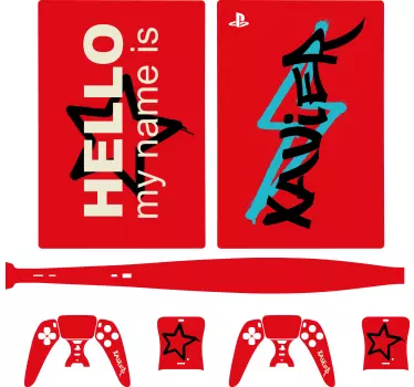 Röd grafisk design ps5 klistermärke - Tenstickers