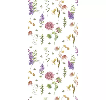 Mångfärgad minimalistisk vildblommor kylskåp dekal - Tenstickers