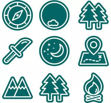 Camping och naturmotiv reseklistermärken - Tenstickers