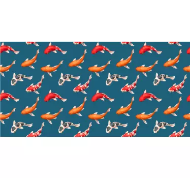 Koi fisk mönster blå bakgrund dekaler för möbler - Tenstickers