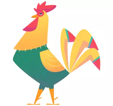 Tecknad illustration av tuppdjur väggdekor - Tenstickers