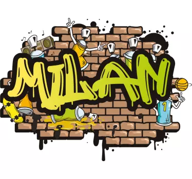 Graffiti tegelvägg med namn wallsticker - Tenstickers