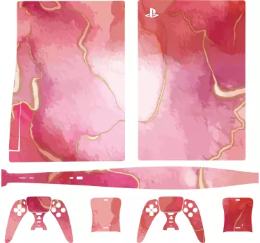 Klistermärke i playstation 5 med rosa och guldmarmoreffekt - Tenstickers
