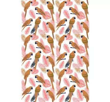 Orange papegojor med rosa blommor duschskärm - Tenstickers