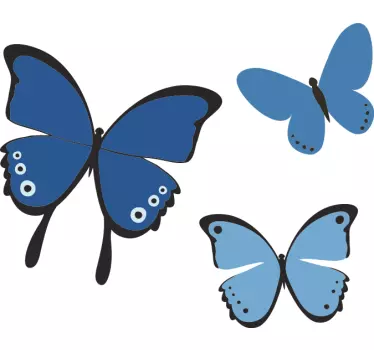 Svart och blå fjäril vinge tapet dekal - Tenstickers