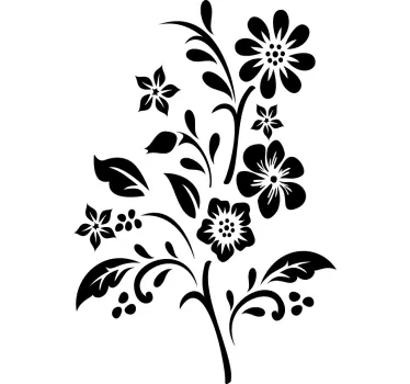 Monocolor blommor med blad design duschklistermärke - Tenstickers