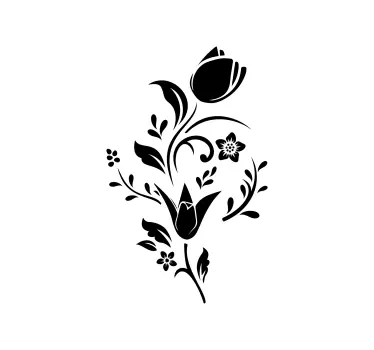 Monocolor tulpaner design med blad dusch dekal - Tenstickers