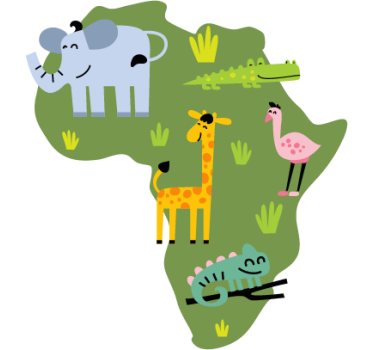 Afrikansk djur karta vägg klistermärke - Tenstickers