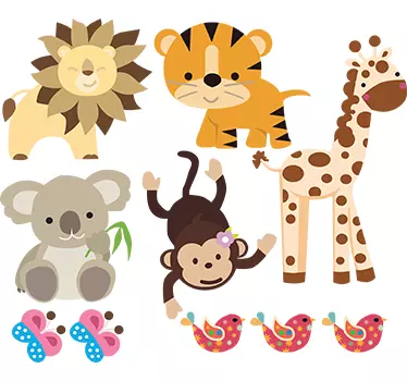 Barn vilda djur klistermärke pack - Tenstickers