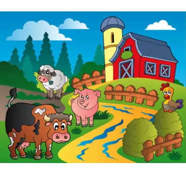 Barn djur gård väggmålning - Tenstickers