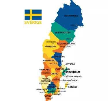 Sverige politisk karta stad klistermärke - Tenstickers