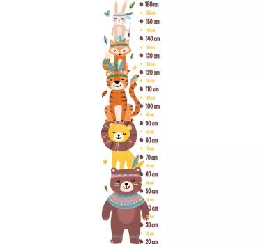 Indiska djur meter höjd diagram klistermärke - Tenstickers