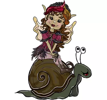 Pixie på snigel klistermärke - Tenstickers