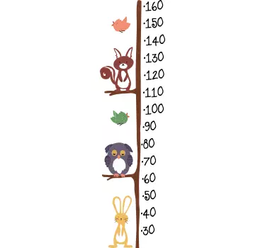 Uggla och kanin höjd diagram väggdekal - Tenstickers